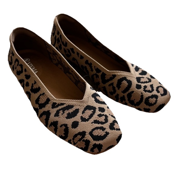 VIVAIA Leopard Print Flats Size 37.5/6.5 Trendy Comfy Casual Effortless Chic - Picture 5 of 7